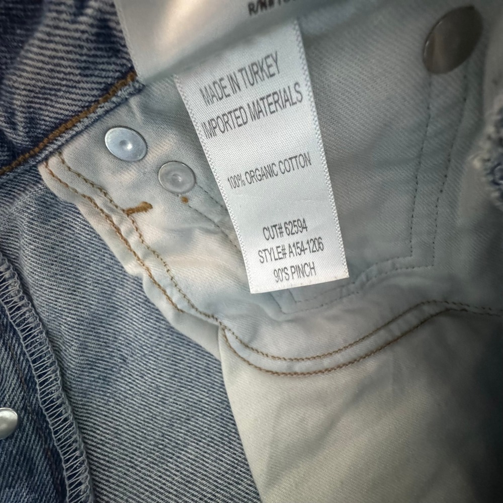 AGOLDE‎ Jeans 90's High Rise Pinch Waist Straight Button Fly 24 Raw Hem 26" - Picture 12 of 13